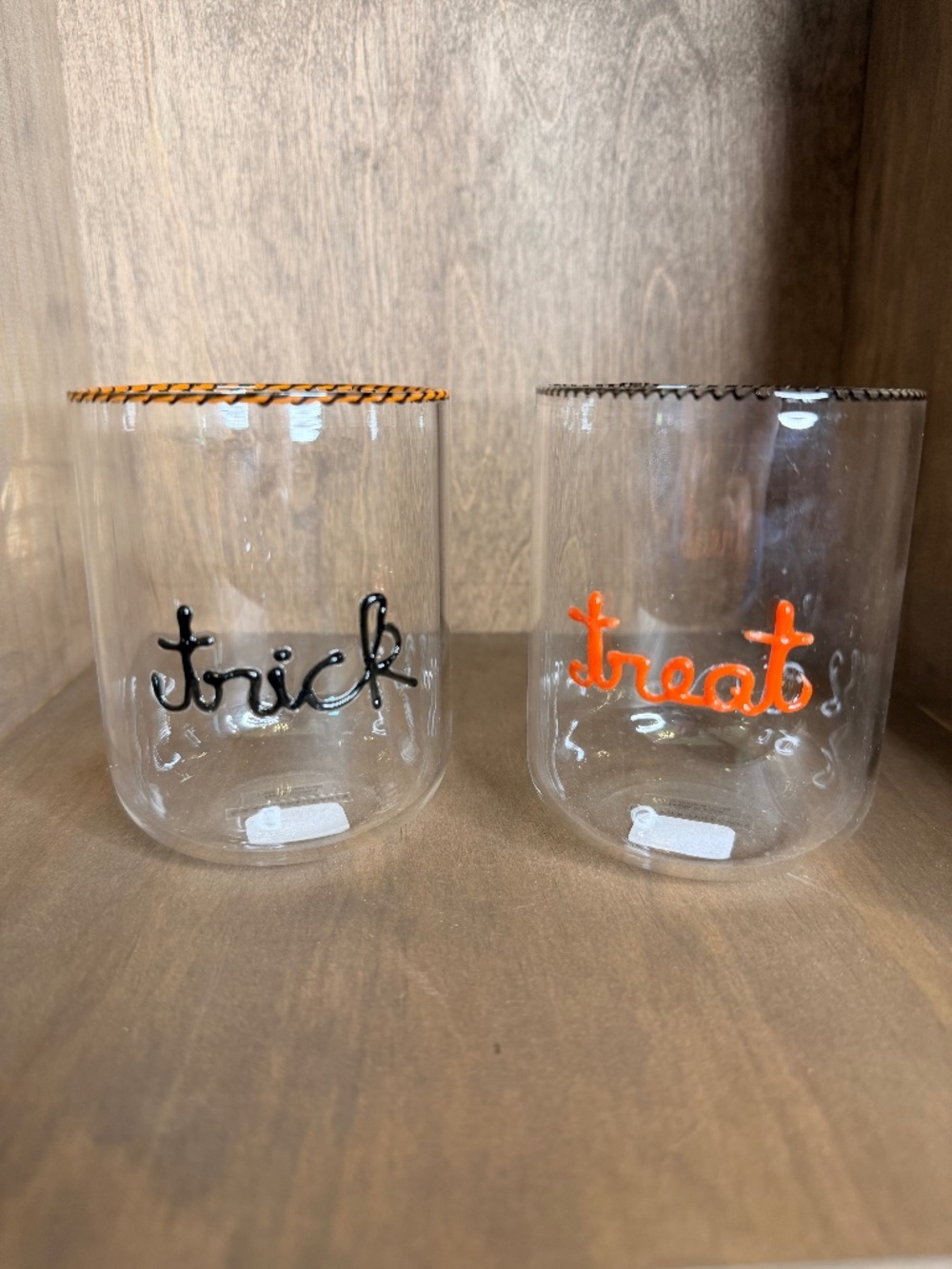Anthropologie Trick or Treat Glasses Juice Love Notes New - Set of 2